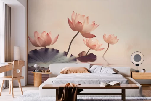 Tranh dán tường 3D hoa sen nghệ thuật TDT722