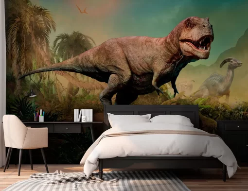 Tranh dán tường 3D khủng long bạo chúa TDT1101