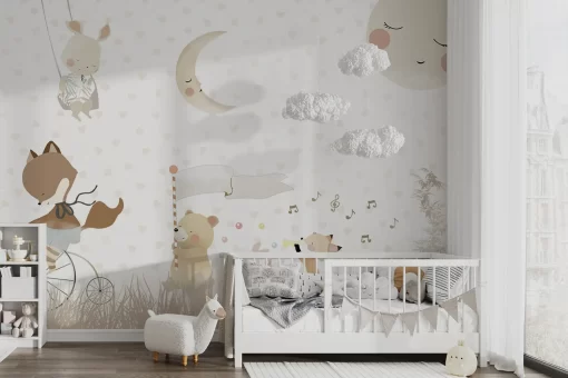 Tranh dán tường 3D động vật ngộ nghĩnh TDT1107