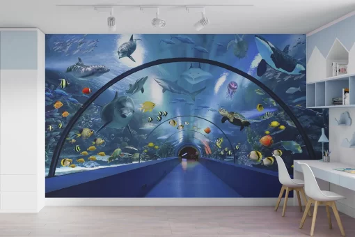 Tranh dán tường 3D thủy cung nghệ thuật TDT1111