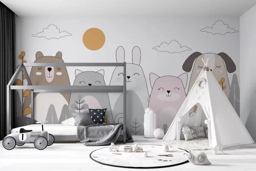 Tranh dán tường 3D động vật ngộ nghĩnh TDT1157