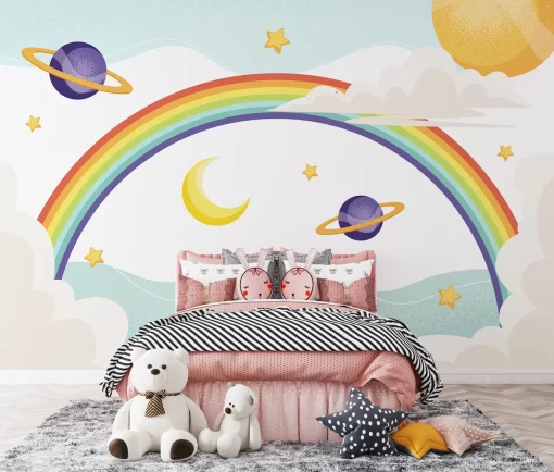 Tranh dán tường 3D bảy sắc cầu vồng TDT1178