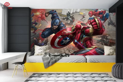 Tranh dán tường 3D biệt đội Avenger TDT1195