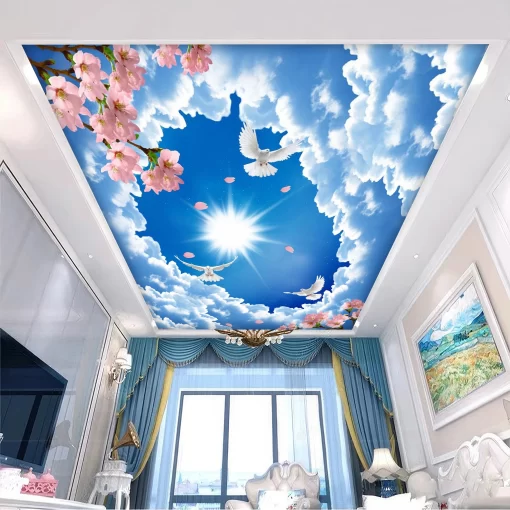 Tranh dán tường 3D xuyên sáng trang trí trần nhà TDT1570