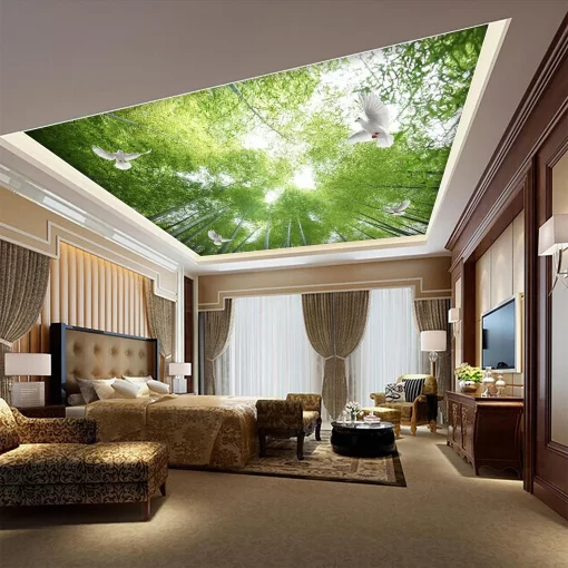 Tranh dán tường 3D xuyên sáng trang trí trần nhà TDT1574