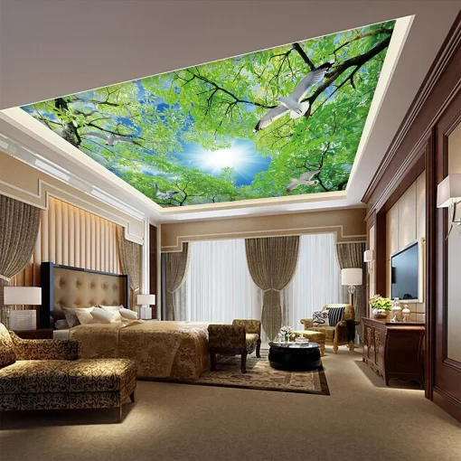 Tranh dán tường 3D xuyên sáng trang trí trần nhà TDT1575