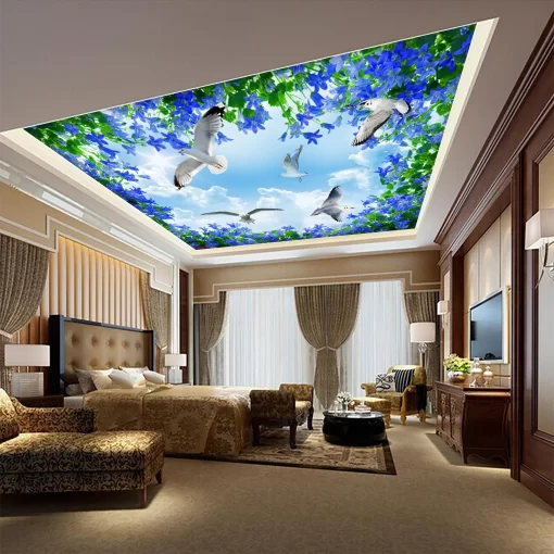 Tranh dán tường 3D xuyên sáng trang trí trần nhà TDT1589