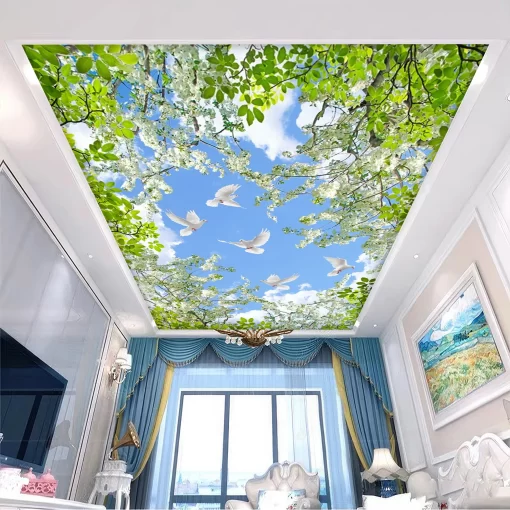 Tranh dán tường 3D xuyên sáng trang trí trần nhà TDT1591
