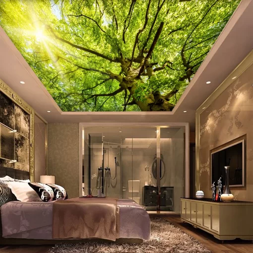 Tranh dán tường 3D xuyên sáng trang trí trần nhà TDT1594