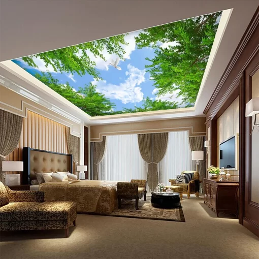 Tranh dán tường 3D xuyên sáng trang trí trần nhà TDT1598