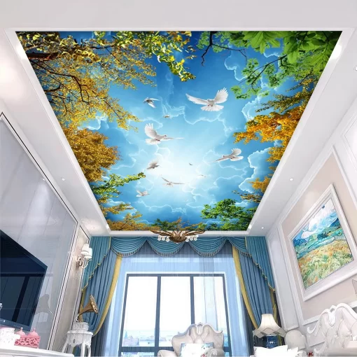 Tranh dán tường 3D xuyên sáng trang trí trần nhà TDT1608