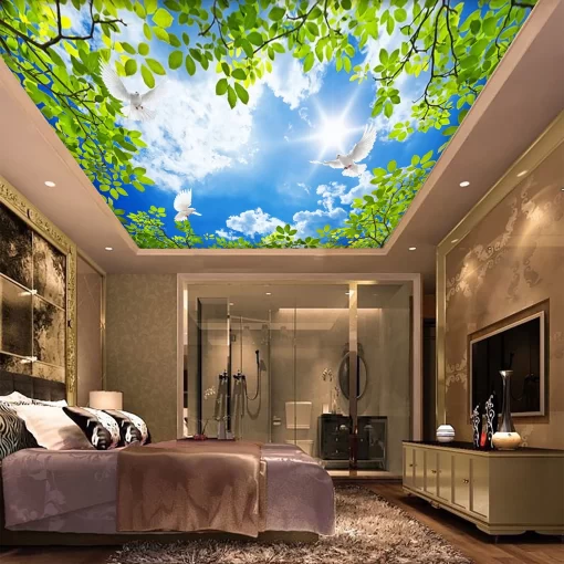 Tranh dán tường 3D xuyên sáng trang trí trần nhà TDT1609