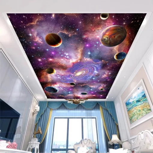 Tranh dán tường 3D vũ trụ rộng lớn trang trí trần nhà TDT1611
