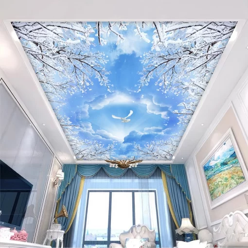 Tranh dán tường 3D xuyên sáng trang trí trần nhà TDT1615