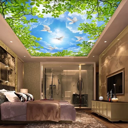 Tranh dán tường 3D xuyên sáng trang trí trần nhà TDT1616