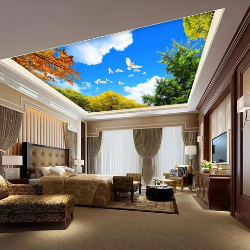 Tranh dán tường 3D xuyên sáng trang trí trần nhà TDT1617