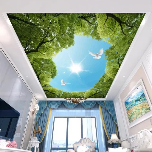 Tranh dán tường 3D xuyên sáng trang trí trần nhà TDT1619