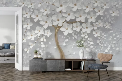 Tranh dán tường 3D bông hoa nghệ thuật TDT584