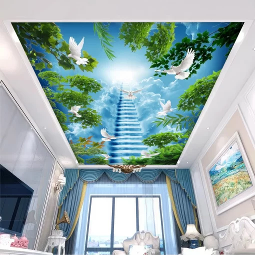 Tranh dán tường 3D xuyên sáng trang trí trần nhà TDT1624