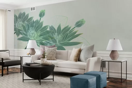 Tranh dán tường 3D hoa sen nghệ thuật TDT647