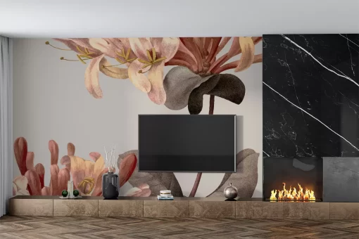 Tranh dán tường 3D hoa sen nghệ thuật TDT648