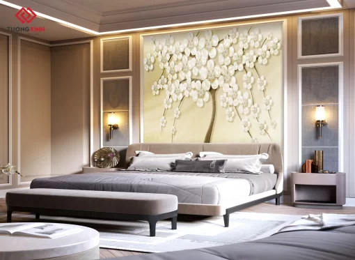 Tranh dán tường 3D cây hoa nghệ thuật TDT1411
