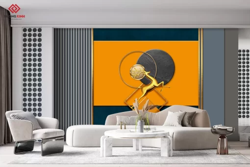 Tranh dán tường 3D hươu nghệ thuật TDT1426
