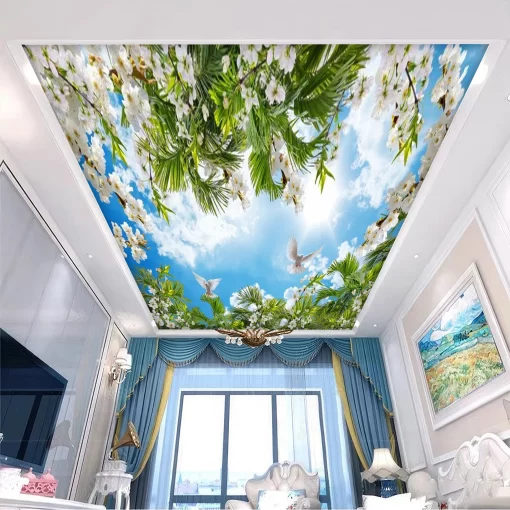 Tranh dán tường 3D xuyên sáng trang trí trần nhà TDT1519