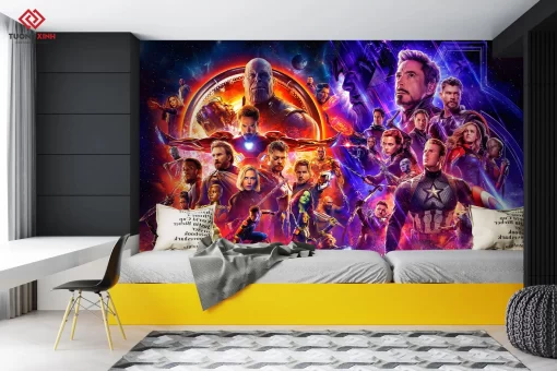 Tranh dán tường 3D biệt đội Avenger TDT1309