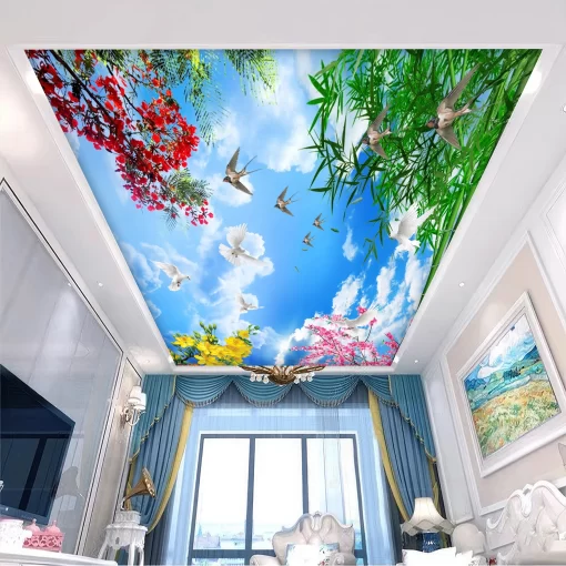 Tranh dán tường 3D xuyên sáng trang trí trần nhà TDT1580