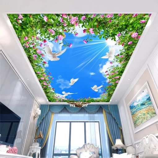 Tranh dán tường 3D xuyên sáng trang trí trần nhà TDT1606