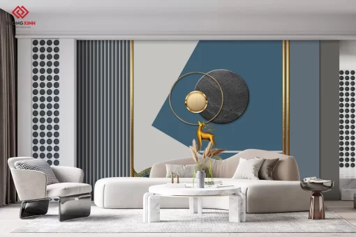 Tranh dán tường 3D hươu nghệ thuật TDT1428