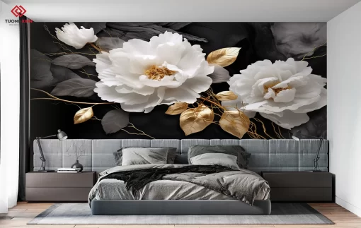 Tranh dán tường 3D bông hoa nghệ thuật TDT1325