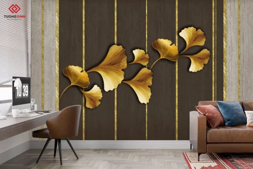 Tranh dán tường 3D lá cây nghệ thuật TDT1431