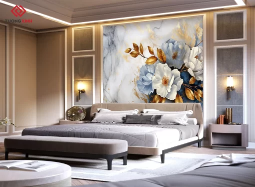 Tranh dán tường 3D bông hoa nghệ thuật TDT1327