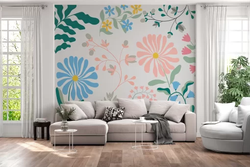 Tranh dán tường 3D hoa lá nghệ thuật TDT595