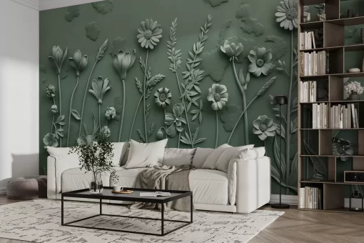 Tranh dán tường 3D hoa lá nghệ thuật TDT613