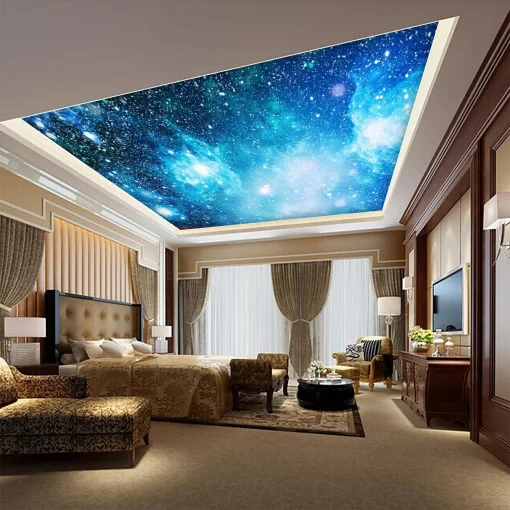 Tranh dán tường 3D vũ trụ rộng lớn trang trí trần nhà TDT1513