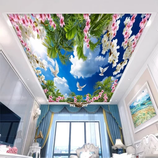 Tranh dán tường 3D xuyên sáng trang trí trần nhà TDT1515