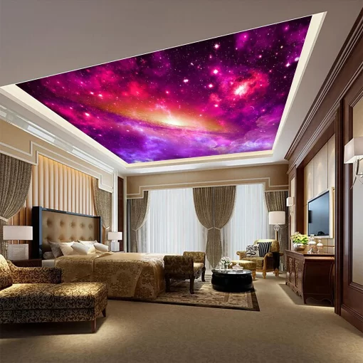 Tranh dán tường 3D vũ trụ rộng lớn trang trí trần nhà TDT1521