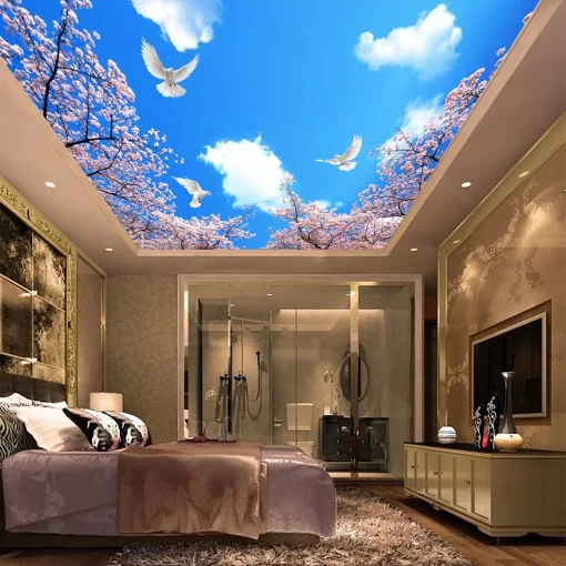 Tranh dán tường 3D xuyên sáng trang trí trần nhà TDT1524v