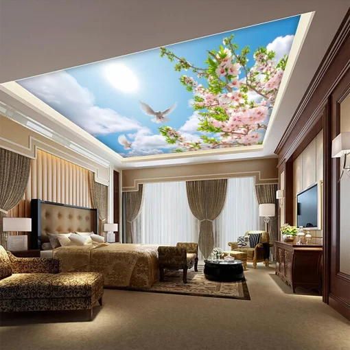 Tranh dán tường 3D xuyên sáng trang trí trần nhà TDT1528