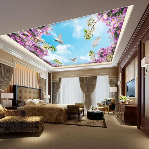 Tranh dán tường 3D xuyên sáng trang trí trần nhà TDT1530