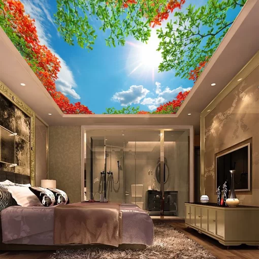 Tranh dán tường 3D xuyên sáng trang trí trần nhà TDT1534