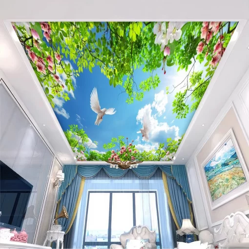 Tranh dán tường 3D xuyên sáng trang trí trần nhà TDT1535