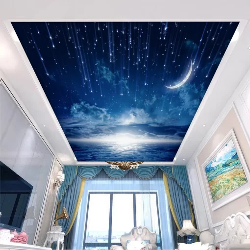 Tranh dán tường 3D bầu trời sao trang trí trần nhà TDT1540