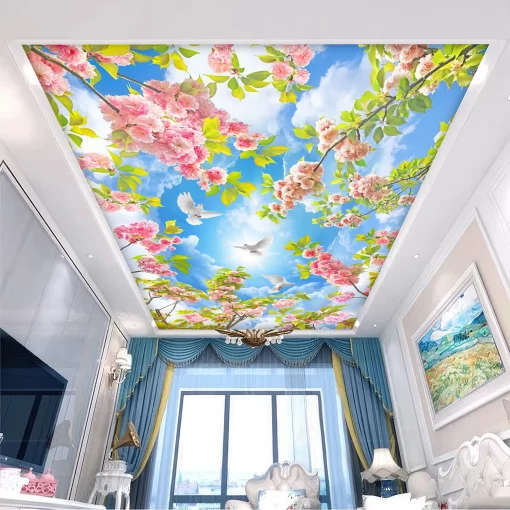 Tranh dán tường 3D xuyên sáng trang trí trần nhà TDT1553