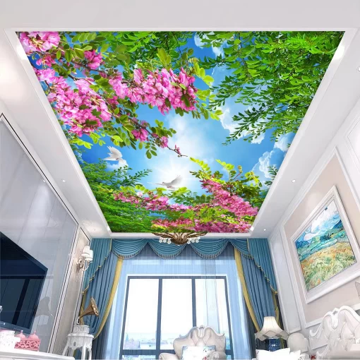 Tranh dán tường 3D xuyên sáng trang trí trần nhà TDT1560