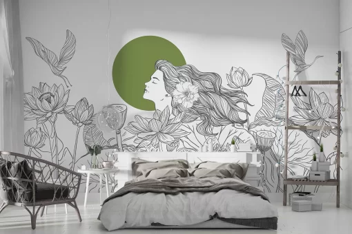 Tranh dán tường 3D cô gái trừu tượng TDT640