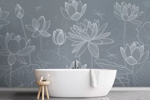 Tranh dán tường 3D hoa sen nghệ thuật TDT659